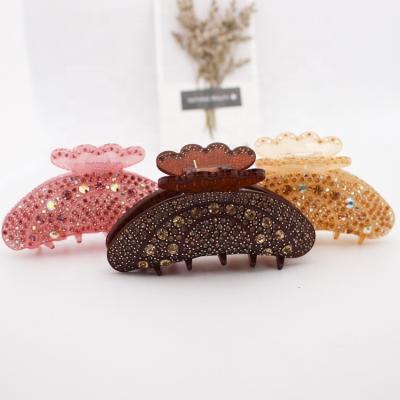 China Hot Selling INS Decoration Snake Hair Skin Texture Acrylic Diamond Hair Claw Clip Glitter Full Rhinestone Hair Clip Claw for sale