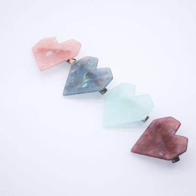 China Popular Hair Decoration Korea Acetate Hair Accessories Freeze Colorful Heart Shaped Hair Clip For Girls for sale