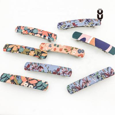 China CANYUAN Fashion Hair Barrettes For Little Girls Acatate Custom UV Printing All Picture Hair Barrettes Clips For Kids Flower Hair Clips for sale