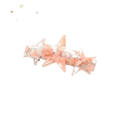 China Pink Modern Translucent Stars Acetate Decorative Hair Accessories Styling Girls Metal Hair Barrette Clips For Women for sale