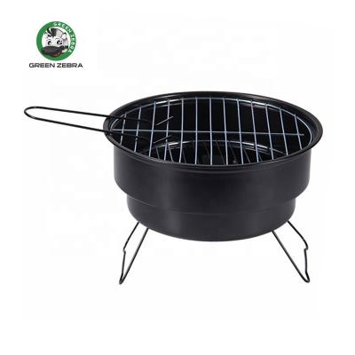 China Foldable Mini Smoker Small Black Easily Collected With Cooler Bag BBQ Stove Round Shape Folding Camping Easy Plug BBQ Charcoal Grill for sale