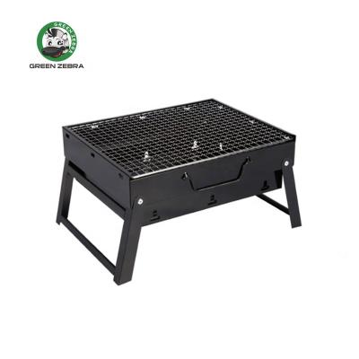 China Portable Black Camping Oven Smoker Kitchen Charcoal Barbeque Grill Small Size Party Mini Easy Take Adjustable Outdoor Foldable BBQ Stove for sale