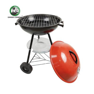 China Easily Assembled Apple Shape Outdoor Red Round Camping BBQ Stove with 4 Legs and Portable Movable Cart Smoker Charcoal BBQ Grill for sale