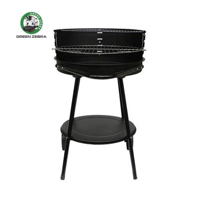 China Easily Assembled Portable Round Charcoal BBQ Grill with Four Legs and Wheels for Backyard Garden Camping for sale