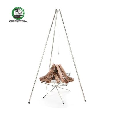 China Easily Assembled Portable Backyard Hanging Height Adjustable Tripod Carbon Camping BBQ Oven Stainless Steel Charcoal Barbecue Fire Pit for sale