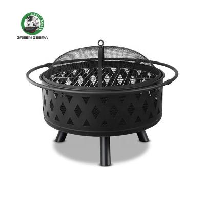 China 30 Inch Outdoor Fire Pit Barbecue Grill Portable Outdoor Heater Portable Garden Patio Furniture Tables Steel Round Metal Fire Pit for sale