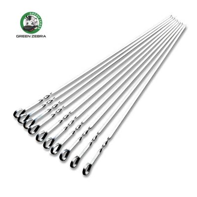 China Easily Cleaned BBQ Skewers For Grilling Reusable Easy Cleaning Kitchen Accessories Set Metal Stainless Steel BBQ Skewers for sale