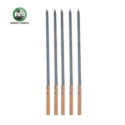 China Easily Cleaned BBQ Accessories Stainless Steel BBQ Spits BBQ Needle Sticks Handle Wide BBQ Tools For CampingMetal Skewers for sale