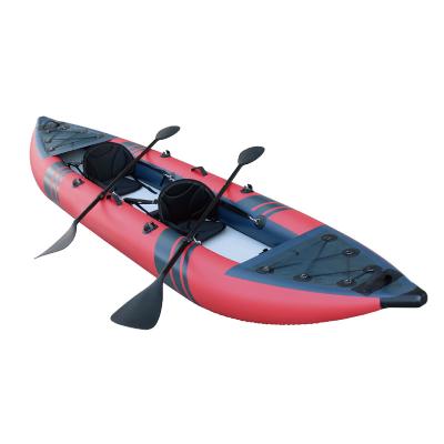 China 0.9mm PVC Wholesale PVC Tandem Kayak Inflatable Outdoor Fishing Canoe Inflatable Rowing Boat for sale for sale