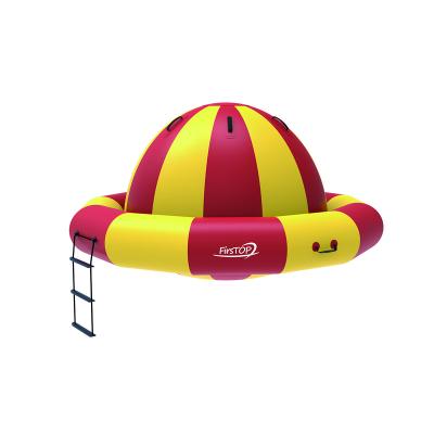 China PVC Customized Size/Logo Water Amusement Park Towable Inflatable Disco Boat Spinning Floating Toys with Electric pump for sale