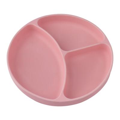 China New Arrival Safe and Convenient 100% Food Grade Silicone Babies Food Grade Silicone Three Grid Smiling Dinner Dish for sale