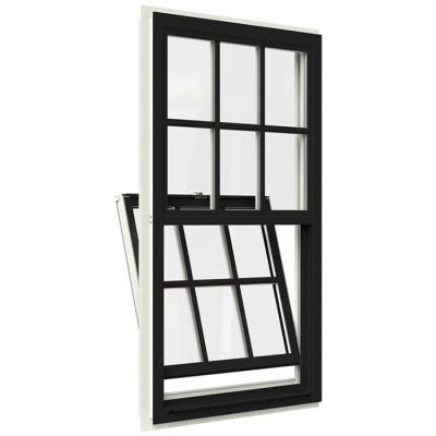 China Wholesale Aluminum Glass Frame Hung Window Double Glazing Aluminum Impact High Security Magnetic Screen Double Windows for sale