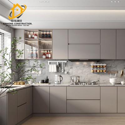 China Egger Cabinet Modern Whole Board Luxury Custom Small Open Apartment Kitchen Cabinet Home House Furniture for sale