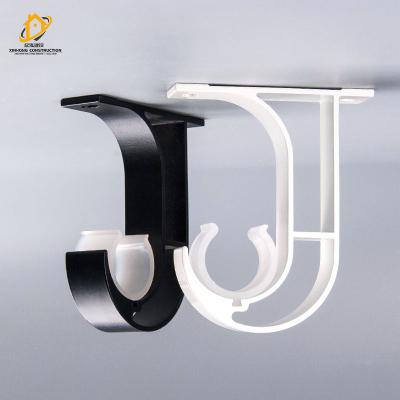 China Black And White Top Mount Side Mounting Track Rod Holder Roman Rod Bracket Modern Single Curtain Bracket Curtain for sale