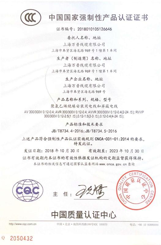 CCC - Shanghai Wanpu Cable Co., Ltd.