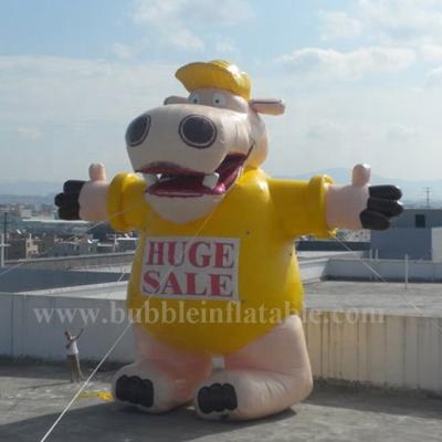 China PVC Tarpaulin or PVC Vinyl Animal Cartoon Huge Inflatable Hippo Advertising Balloon 12m High for sale