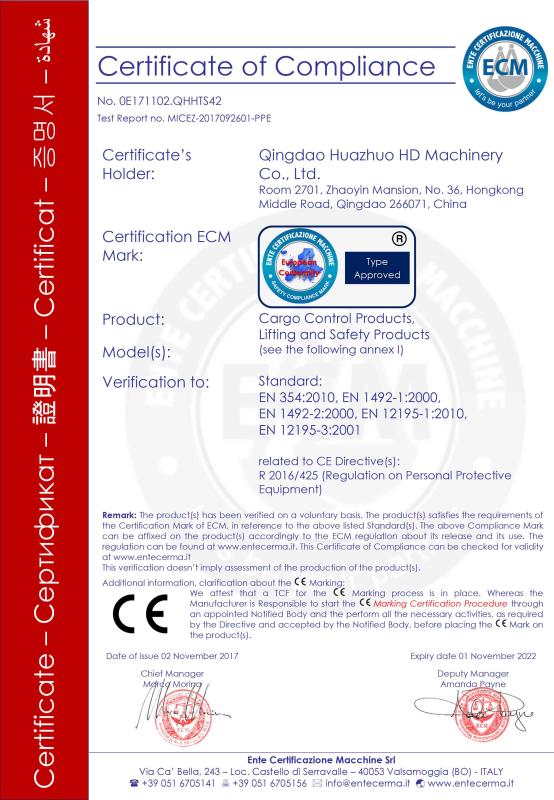 CE - Qingdao Huazhuo Hd Machinery Co., Ltd.