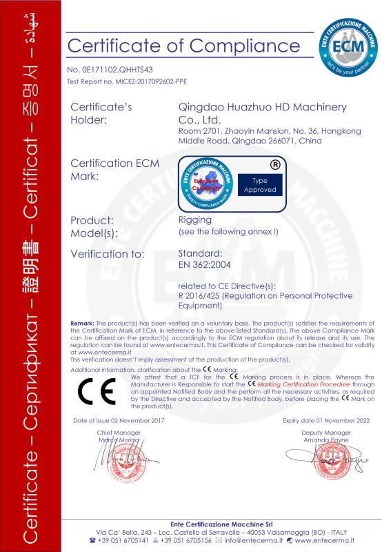 CE - Qingdao Huazhuo Hd Machinery Co., Ltd.