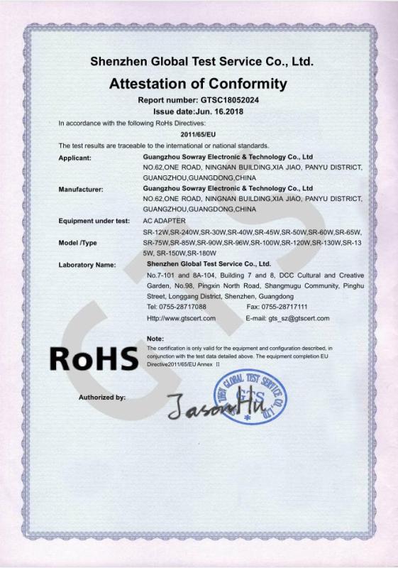 RoHS - Guangzhou Sowray Electronic And Technology Co., Ltd.