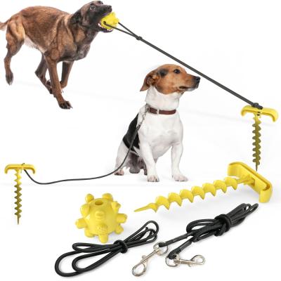 China Viable Outdoor Stack and Combination Ball Dog Toy Dog Leash Strong Stretching Molar Pet Toys Interactive Toys for sale