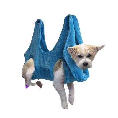 China Water Absorbent Dog Hammock Towel Drying Bath Towel Pet Grooming Hammock Restraint Bag Grooming Trimming Nails Other Pet Products for sale