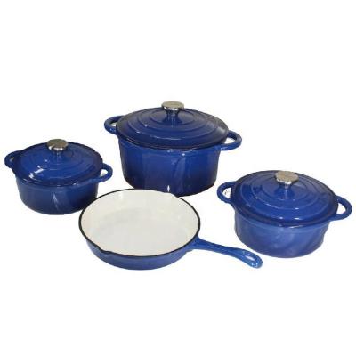 China Sustainable Color 7pcs Enamel Cast Iron Cookware Set for sale