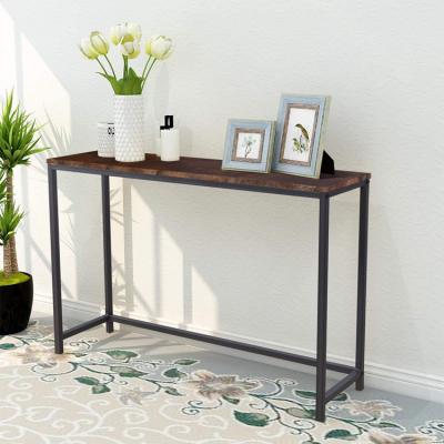 China Wood and Iron Long Side Table Foldable Industrial Wooden Console Table Nightstand Table for sale