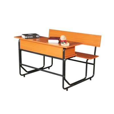 China Modern College Furniture Attached Combo Desk and MDF Melamine Cover School Bench School Chair for sale