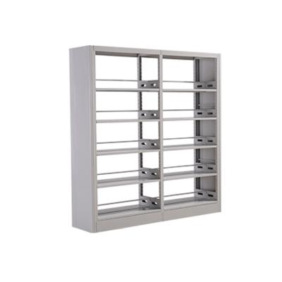 China Modern Customized Steel Bookcase Metal School Bookcase 6 Layers Library Furniture Bilateral Book Shelves for sale