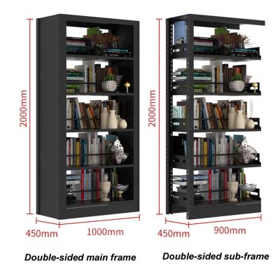 China Strong Double Sided Steel Shelves Metal School Library Book Shelves for sale