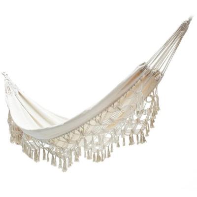 China Double Canvas Tassel Hammock Dormitory Modern College Student Extra Bohemian Indoor Outdoor Leisure Hammock for sale