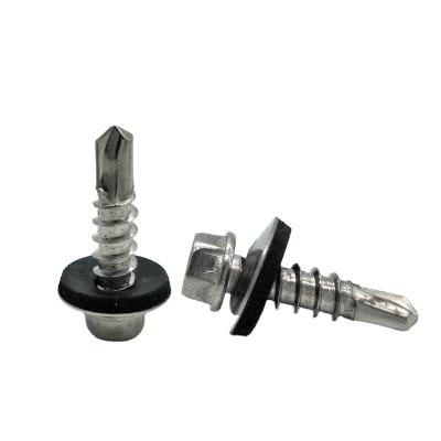 China HEX wholesale din7504 hexagon building screws galvanized rubber gasket self tapping hex drilling screw for sale