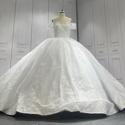 China Dry Cleaning Ready Made Gown Princess Style Off Shoulder Premium Vintage Embroidered Plus Size Long Train Ball Real Photo Wedding Dress for sale