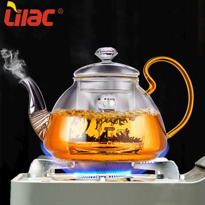 China Viable lilac german quality good selling 1500ml 1300ml 1100mll borosilicate glass teapot set for sale