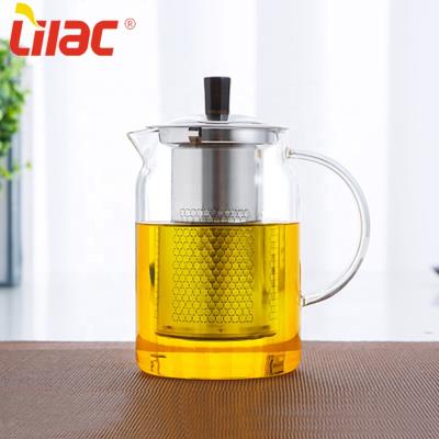 China Viable Quality 450ml 600ml 750ml German Lilac Handmade Artist Glass Teapot for sale