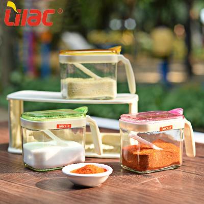 China OEM Promotional Multifunctional Modern Kitchen Spice Jar German Good Quality 340ml*3PCS Freshness Preservation Lilac Reasonable Prices Set With Spoon for sale