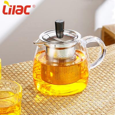 China Viable Quality 550ml German Lilac English Breakfast Teapot High Grade Transparent Glass Teapot / Afternoon Flower for sale