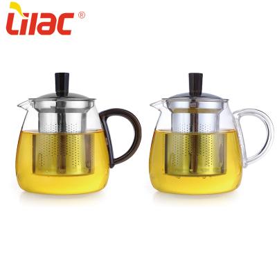 China 2022 Viable Quality Lilac German Heat Resistant Porcelain Hot Selling Glass Teapot 550ml 600ml With Infuser for sale