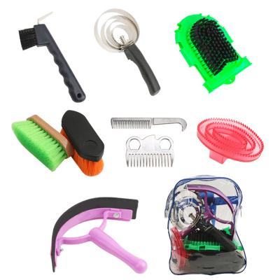 China Stocked Horse Grooming Set With Cleaning Brush Comb 9 In 1 Tool Bag Kit for sale