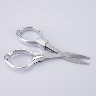 China Multifunctional Embroidery Mini Folding Travel Scissors Silver Color Pocket Fishing Main Chain Scissors for sale