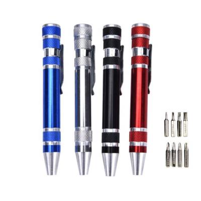 China Portable Aluminum Alloy 8 in 1 Precision Multi Pen Style Screwdriver Set Mini Screwdriver Pen 11CM for sale