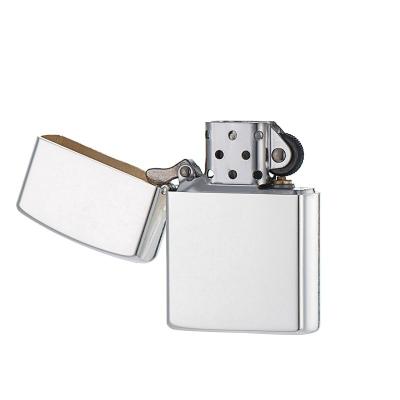 China Windproof Refill Z801 Solid Color Ice Kerosene Lighter Gas Light Ice Dish Mirror White Silver Shiny Brass High-Grade Metal Lighter for sale