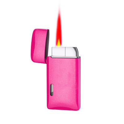 China Creative Cigarette Lighter Gas Lighter Refill Metal Windproof Pink Flame Jet Torch Lighter for sale