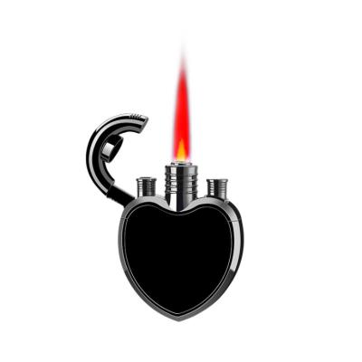 China Portable Creative Fresh Red Gas Lighter Refill Metal Heart Gas Lighter Flame Ladies Cigarette Instrument for sale