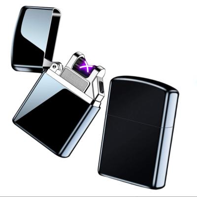 China Gift Mini Electronic Lighter Double Plasma Arc USB Rechargeable Lighters Windproof Portable Lighter for sale