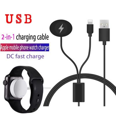 China 2in1 Smart Watch Charger 2 in 1 Magnetic Android Apple Watch Charger USB iWatch Charging Cable for Apple Watch SE Phone 12/11Max for sale