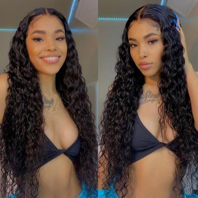 China Brazilian Raw Virgin Human Hair 150% 180% 200% Loose Straight Thick Sheer Curly Water Wave Water Wave Human Hair HD Lace Front Wigs Soft Sheer Wigs for sale