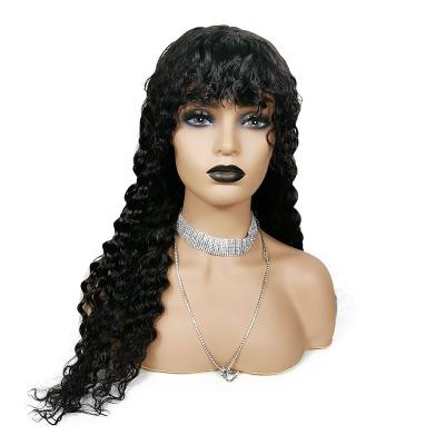 China Mink Hair Extension Brazilian Human Silky Straight Hair Machine Made Full Wave Wig With Bangs Loose Deep Wave Hair Wigs For Black Women for sale