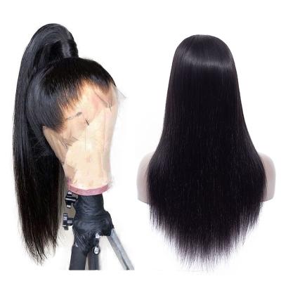 China Virgin Straight 13x4 Lace Frontal Wig Cuticle Aligned Natural Black Human Hair 10-30inch Lace Front Wig for sale