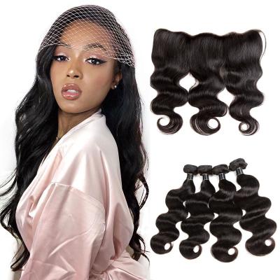 China Barely Shedding Soft Thick Straight Brazilian Hair Bundles With Closure Body Wave Hair Bundles With Closure Lace Closure With Bundles for sale